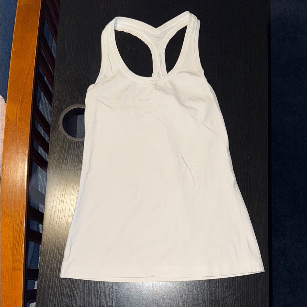 Lululemon White Fitted Sleeveless Backless Tank Top